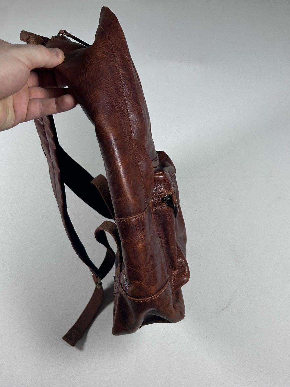 Fossil Estate Backpack/Laptop Bag - Cognac - Genuine Leather - Barely Used - Picture 7 of 11